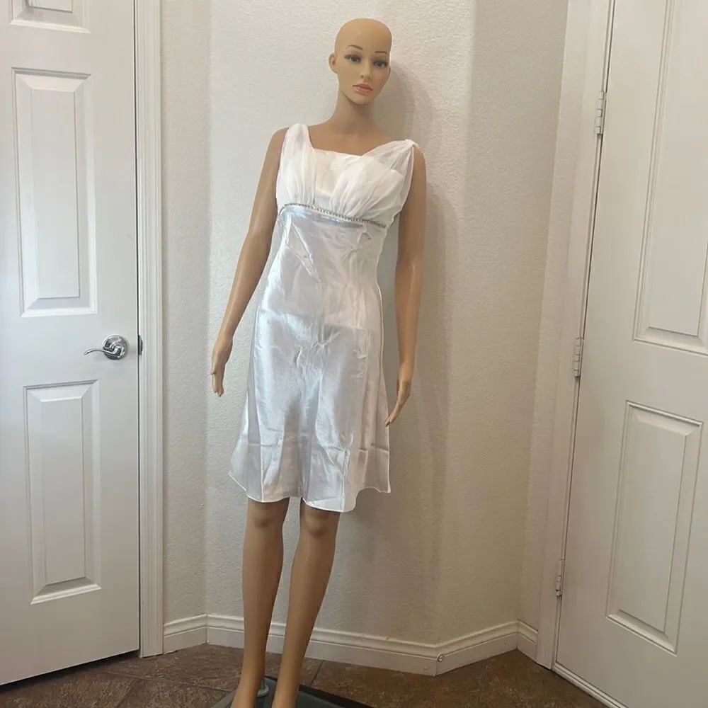 White Bridal Brides Maid Fairy Princess Dress Costume Handmade Diamond Accented